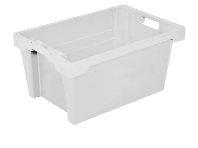 Euronorm Draaistapelbak 300x600x400mm Wanden/bodem Gesloten Wit 50l