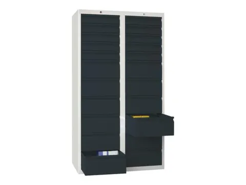 ladekast HxBxD 1800x1000x500mm 22laden RAL7035 front RAL7016