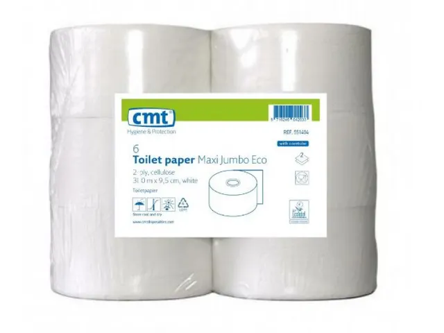 Toiletpapier Maxi Jumbo Eco Cel 2-laags 300m Wit pak 6rol