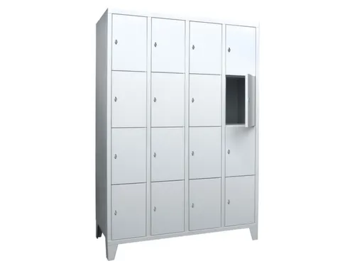 lockerkast,HxBxD 1850x1600x500mm,4x4vakken,RAL7035,front RAL7016