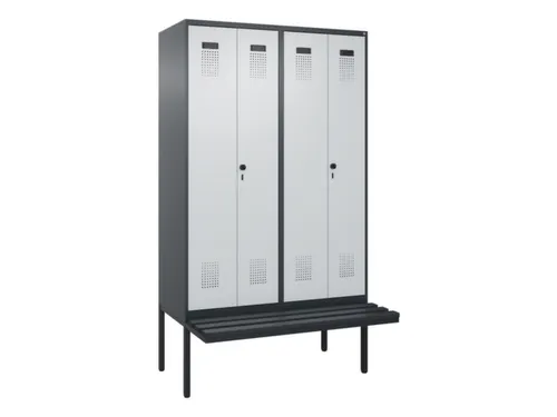 PBM-locker met bank,HxBxD 2120x1200x815mm,4vak,vak B 300mm