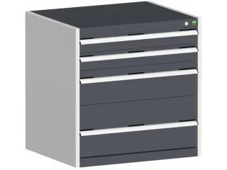 ladekast HxBxD 800x800x650mm 4laden RAL7035 front RAL7016 - 1