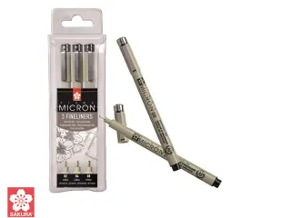 Fineliner Sakura Pigma Micron set à 3 schrijfbreedtes fijn zwart - 2