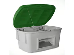 strooigoedbak,1000l,HxBxD 960x1800x1350mm,PE,grijs,deksel groen