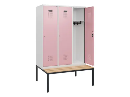 locker met bank,HxBxD 1950x1200x815mm,3vak,vak B 400mm,cilinderslot