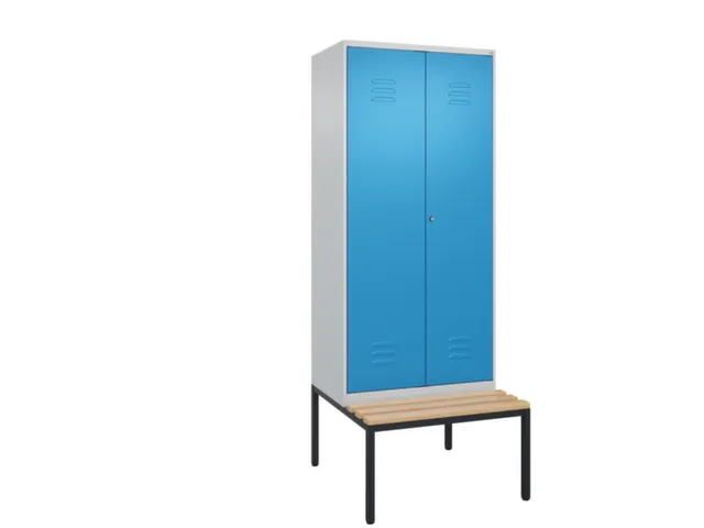 PBM-locker met bank,HxBxD 2120x800x815mm,2vak,vak B 400mm,cil.-slot