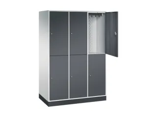 Dubbeldekse garderobekast,HxBxD 1950x1220x600mm,3x2vak.,vak B 360mm - 1