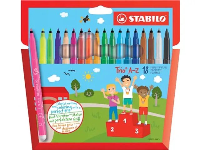 Trio A-Z viltstift 18 stuks geassorteerd