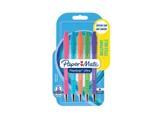 Balpen Paper Mate Flexgrip drukknop Bright fun M assorti blister à 5s - 1