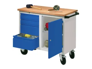 Werkplaatswagen 4 Laden 400kg Staalplaat Ral7035 Front Ral5010 - 2