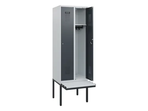 locker met bank,HxBxD 1950x600x815mm,2vak,vak B 300mm,cilinderslot