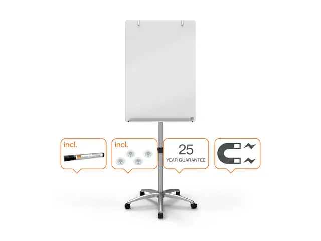 Chevalet mobile Nobo en verre blanc brillant 70x100cm