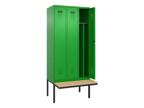 locker met bank,voor scheiding van kleding,HxBxD 2120x900x815mm,3vak