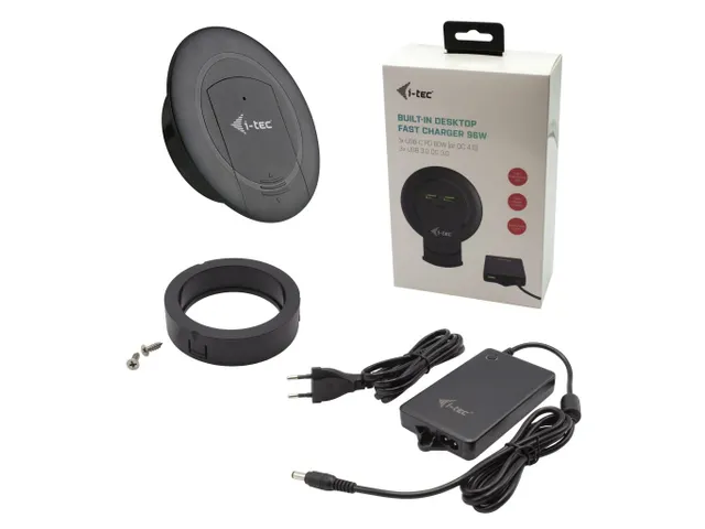 Built-in Desktop Fast Charger, USB-C PD 3.0 + 3x USB 3.0 QC3.0, 96 W