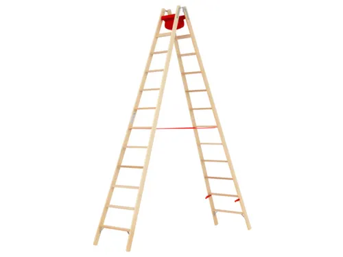trapladder,beide zijden,2x12,treden,balk L 3,48m,hout