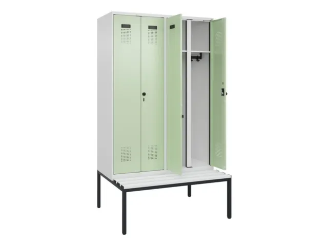 locker met bank,voor scheiding van kleding,HxBxD 2120x1200x815mm,4vak