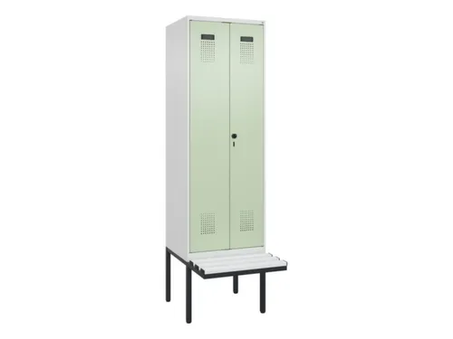 locker met bank,voor scheiding van kleding,HxBxD 2120x600x815mm,2vak