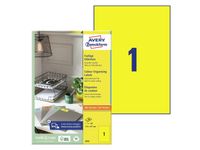 Etiket Avery Zweckform 3473 210x297mm A4 geel 100stuks