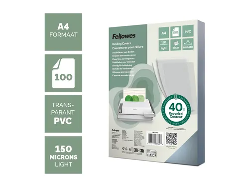 Voorblad Fellowes A4 Pvc 150 Micron Transparant