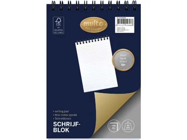 kopspiraalblok A5 gelijnd 100 vel