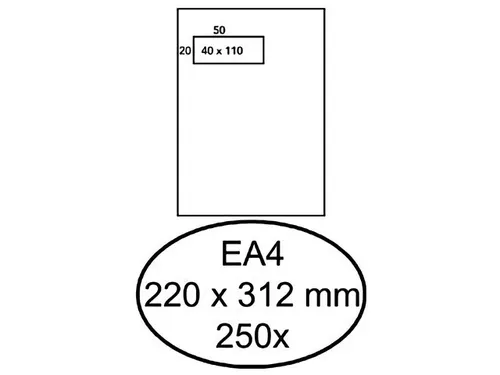 Envelop Raadhuis 220x312 Ea4 Venster Links Akte Speedy Grip Wit 120gr