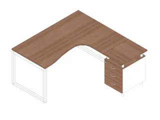 Bureauset Bureau Staand Ladeblok Rechts 730x1600x1650mm Canaletto Wit - 1