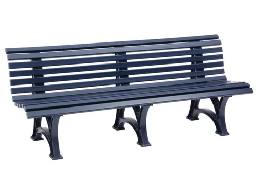 Kunststofbank 800x2000x420mm Zit H 410mm 12 Latten 3 Pootstellen Blauw
