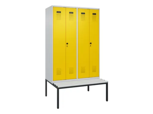 locker met bank,voor scheiding van kleding,HxBxD 2120x1200x815mm,4vak