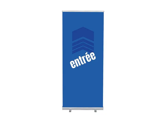 Roll-Banner 85x200 complete set met print "Entrée" Blauw