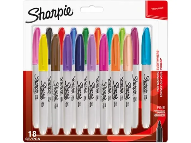 Marqueur Permanente, Fin, Blister De 18 Pièces En Couleurs Assorties