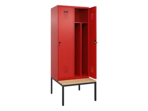 locker met bank,voor scheiding van kleding,HxBxD 2120x800x815mm,2vak
