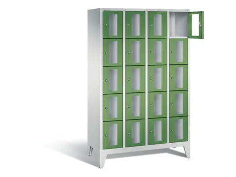 Lockerkast 1850x1190x500mm 4x5 vakken Cilinderslot Poten, RAL6011