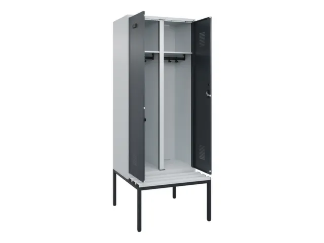 locker met bank,voor scheiding van kleding,HxBxD 2120x800x815mm,2vak
