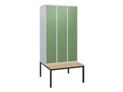 locker met bank,HxBxD 1950x900x815mm,3vak,vak B 300mm,cil.-slot
