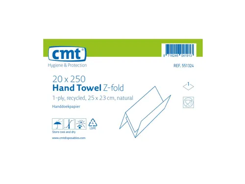 CMT Handdoekpapier Z-vouw Rec 1-laags Naturel 20x250 Stuks