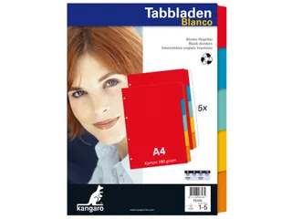 Tabbladen Kangaro A4 4-gaats PE405 5-delig assorti karton - 4