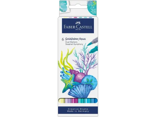 Duo aquarelmarker Faber-Castell Goldfaber kartonetui 6 stuks Seashells
