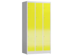 Lockerkast 1800x870x500mm 3x5 vakken cilinderslot, sokkel, RAL1018