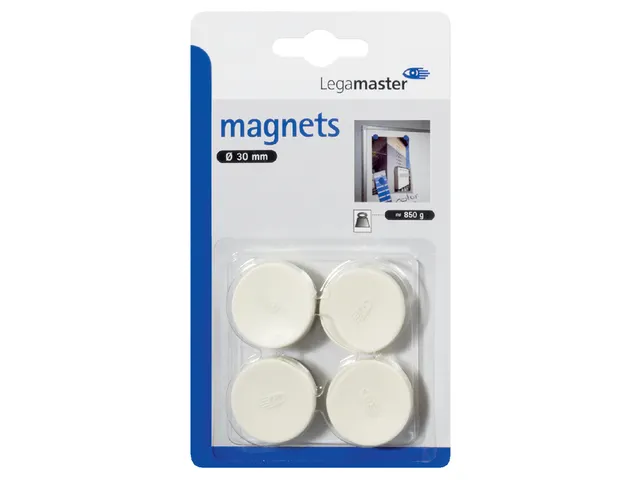 Magneet Legamaster 30mm 850gr wit 4 stuks