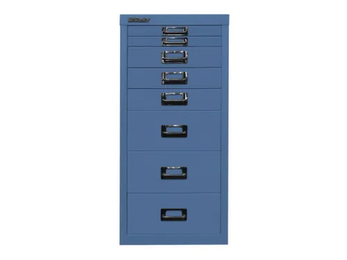 kantoor-ladekast HxBxD 590x279x380mm 8 laden romp + front blauw staal