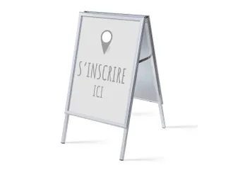 Stoepbord A1 complete set met print "S'incrire ici" Grijs - 1