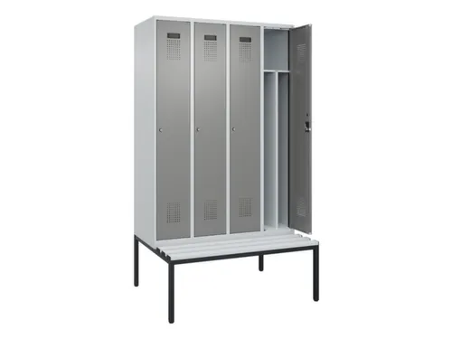 locker met bank,voor scheiding van kleding,HxBxD 2120x1200x815mm,4vak