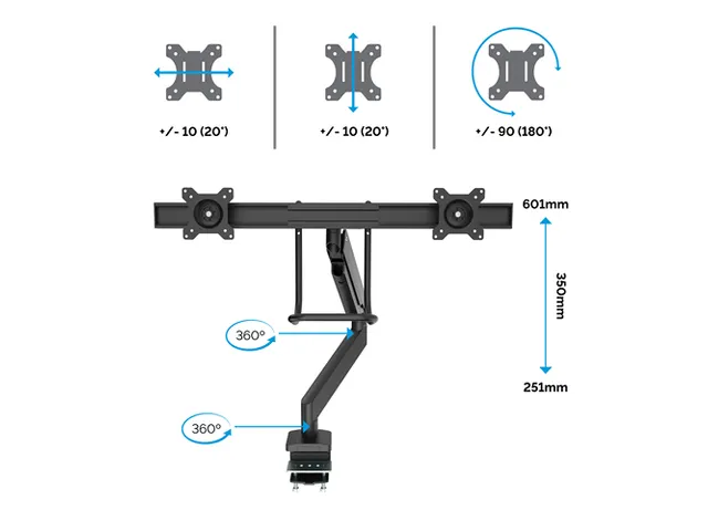 Monitorarm Fellowes Eppa voor 2 Schermen Crossbar Zilver