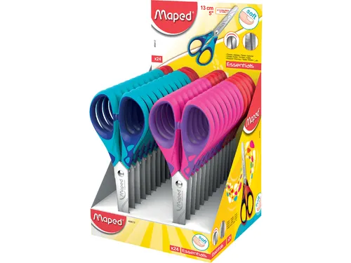 Schaar Maped Essentials Soft 13cm display à 24 stuks assorti