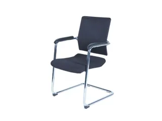 Conferentiestoel 045 Slede Zwart Mesh rug met armleuningen - 1