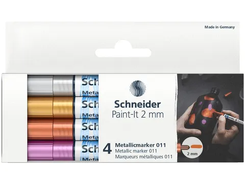 Metallic marker Schneider Paint-it 011 2mm etui 4st. (metallic zilver,