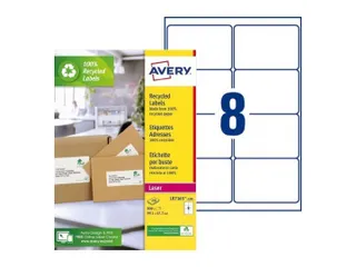 etiket Avery ILK 99,1x67,7mm recycled 100 vel 8 etiketten per vel wit - 2