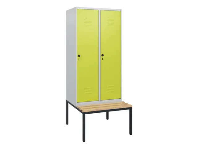 locker met bank,HxBxD 1950x800x815mm,2vak,vak B 400mm,draaigrendel