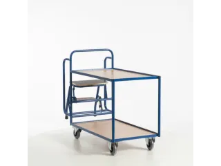 Orderverzamelwagen 990x590mm Totale H 1135mm 2 Etages Hout Ral5010 - 4