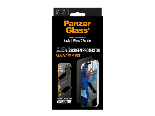 PanzerGlass Screen Protector iPhone 17 Pro Max | Ultra-Wide Fit w.